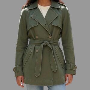 Le Superbe Jean Military Style Short Trench Jacket